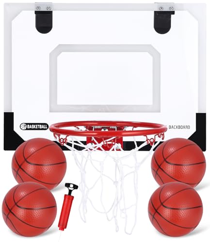 Basketballkorb Indoor Set für Kinder Zimmer Basketball Mit 4 Ball Pumpe Sport Spielzeug Büro Board Ballnetz Office Home 40x30cm Outdoor Basketballbrett Wandmontage