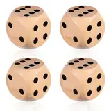 AOZUO 4 Stück 30mm Große Würfel Holz Set, Natur Holz Würfelspiel Kniffel Holzwürfel for Unterricht BrettspieleKartenspiel Partyspiele Ubehör