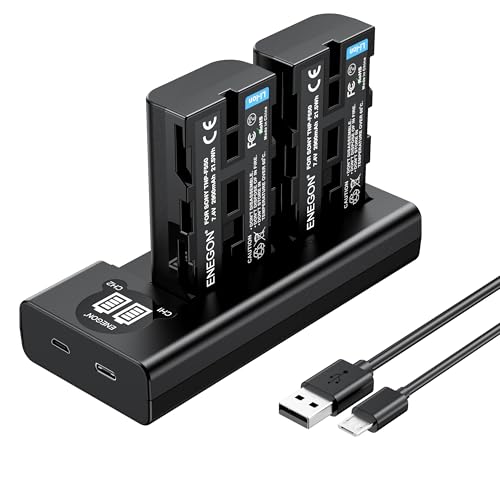 ENEGON NP-F550 Ersatzakku (2 Stück) und Smart LED Dual USB Ladegerät für Sony NP-F550 und Sony NP-F970 NP-F960 NP-F950 NP-F930 NP-F980 NP-F570 NP-F750, Camcorder