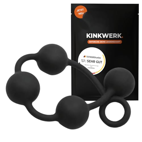 KINKWERK Analkugelkette aus 4 Kugeln | Premium Silikon | Anfängerfreundlich | Benutzerfreundlicher Rückholring | Flexibel für Längere Sessions (L)