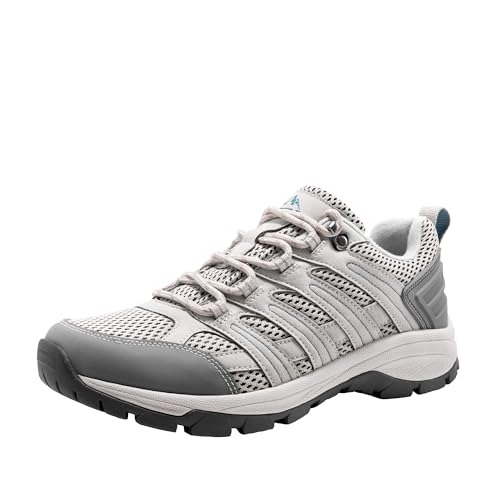NORTIV 8 Damen Wanderschuhe rutschfest Outdoorschuhe Trekkingschuhe Atmungsaktiv Hiking Wanderhalbschuhe Wander Schuhe,Size 39,Hellgrau-Pu,SNHS222W