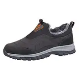 Warme Herren-Schlupfschuhe für den Winter, Outdoor-Wanderschuh, Winter, Thermo-Fleece-gefüttert, leichte Schlupfschuhe, bequeme Schuhe, Wanderschuhe, flexible weiche Sohle, Sneaker für Herren, grau,