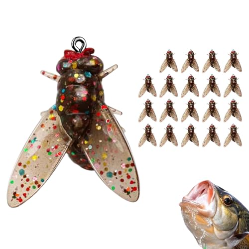 Fliegenfischen Köder | Bionischer Fliegenfischköder 20 Stück | Bionischer Köder Zum Fliegenfischen | Fliegenfischköder Bionic Bee Baits | Realistisches Trockenfliegen Sortiment Forellenbarsch
