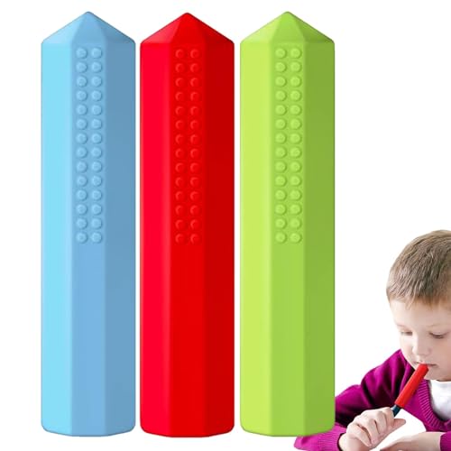 3 Stück Bleistiftaufsätze, Chew Pencil Topper Silikon-Regenbogen-Bleistift-Kau-Topper Für Kauer Mit Besonderen Oralen Motorischen Bedürfnissen, Sensorische Kinder, Kaubare Stiftspitze Für Autistische