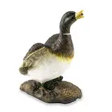 esotec Wasserspeier-Figuren Ente Lucky Duck | Einzelfigur Teichfigur Gartenstatue Brunnenfigur für Garten-Teich Mini-Teich Wasserspiel für Terrasse Balkon-Brunnen Quellstein Kunststein 100739