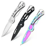 Vaileal 3 Stück Klein Klappmesser: Taschenmesser, Mini Scharf Klappmesser, EDC Messe, Messer Taschenmesser, Taschenmesser mit Klappmesser für Outdoor, Camping,Survival