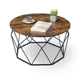VASAGLE Couchtisch, Beistelltisch, Wohnzimmertisch, Sofatisch, Stahlgestell, für Wohnzimmer, Schlafzimmer, Arbeitszimmer, Industrie-Design, vintagebraun-schwarz LCT040B01
