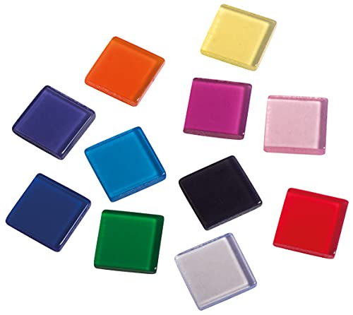 Rayher Acryl Mosaik, transparent 1x1cm, ca. 205Stück, SB-Box 50g , bunte Mischung, quadratisch, Kunststoffsteine, Kunststoffmosaik durchscheinend, 14540999, Bunt