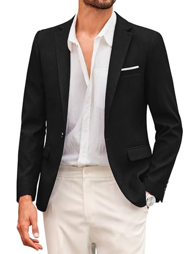 COOFANDY Herren Sakko Sportlich Freizeit Blazer Regular Fit Business Anzugjacke Revers Kragen Schwarze 3XL