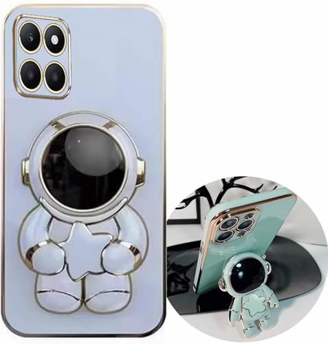 Miagon Süß Stern Astronaut Ständer Hülle für Honor X8A,Cute Mädchen Dünn Galvanisierte Schutzhülle Weiches Case Bumper mit Astronaut Halter Kickständer