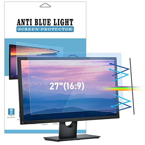 LAMA Anti Blaulichtfilter für 27 Zoll Monitor, Blaulicht blockierende Displayschutzfolie, Anti Blue Screen Protector Anti UV/Blendschutz/Augenschutz, Universal Bildschirmfilter 16:9 (598x337mm)