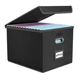 Okydoky Ablageboxen mit Deckel,A4 Hängemappenbox aus Faserplatte und Papier in stilvoller Leinenoptik, Geeignet für Haus und Büro, und Datei Ablageboxen,hängeregister box(Black)