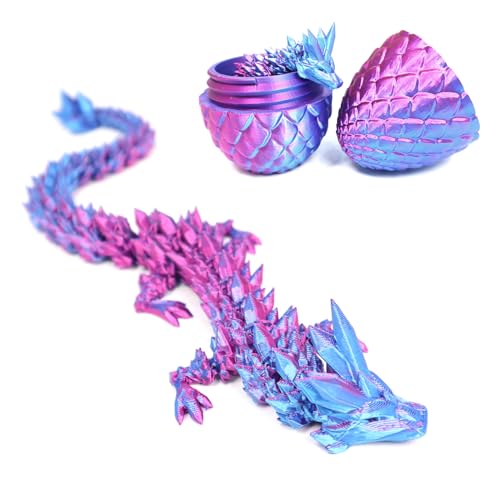 DUOCIYUAN 3D Gedrucktes Drachenei, Drachen Spielzeug Überraschungsdrache Im Ei für Erwachsene Kinder Geschenke Beweglicher Drachen Figuren für Easter Weihnachtstag Schreibtisch Dekoration (Violett)