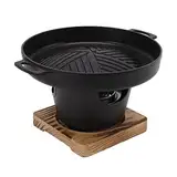 Mini-BBQ-Grill, Japanischer Holzkohle Tischgrill mit Backblech und Holzbasis, Kleiner Grilltopf Tragbarer, für Familiengrill Camping-Picknick (HN BBQ18D)