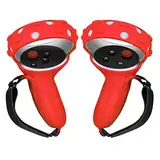 TNP Controller Grips for Oculus Quest 2 / Meta Quest 2 Knuckle Strap Red VR Touch Controller Hand Grip Cover Protector Sleeve with Anti-Throw Adjustable Straps