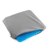 InnovaGoods - Hexafresh Bienenwaben-Gelsitzkissen, Ergonomisch für Rückenentlastung, Kühlend und Atmungsaktiv, Flexibel und Anpassungsfähig, Grau/Blau, 39 x 37 x 3 cm, Polyester