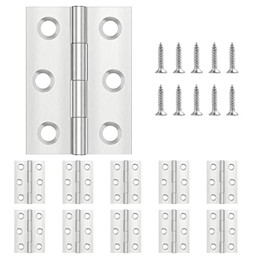 Yeepeo 10 Stück Scharniere Klappbar 44mm × 31mm, Edelstahl Scharnier Klavierband Scharnieren Klein Scharnierband, Türscharnier für Türen Fenster Schränke mit 60 Stück Schrauben