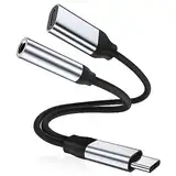 USB C Adapter Klinke 3,5mm und Laden, 2 in 1 USB C Kopfhörer Adapter 3.5mm Audio mit HiFi DAC Chip Aux Audio Kabel Jack Type C Geflochtenes für Samsung Galaxy S23 S22 S21 Note 20, Pixel 7/6, und mehr
