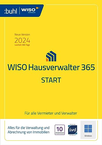 WISO Hausverwalter 365 Start - Modernes Mieter-Management für bis zu 10 Wohnungen (aktuelle Version 2024) | PC Aktivierungscode per Email