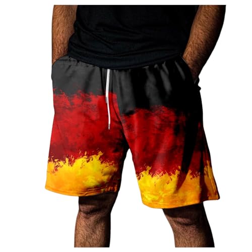 Deutschland Shorts Herren EM 2024 mit Spielernummer für Germany Fans Supporter Sport Shorts Fanartikel Geschenk für Fußball Trikot Fans Netzstoff Männer Kurze Hose Sommer mit Gummizug Kordelzug