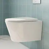 HOROW Wand WC Hänge WC Wandhängend mit WC Sitz Absenkautomatik, Modernes Wandtoilette Combi-Pack Toilette wassersparend, Kloschüssel Spülung Geräuscharm, Weiß, Einloch Superspin, 53,9cm lang