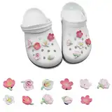 Aikeis 11 Stück modische rosa Kirschblüten-Schuhschnallen-Dekoration, Kirschblüten-Rosa-Blumen-Dekorationsset, passendes Geschenk für Frauen und Kinder