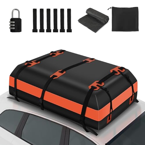 YU YUSING Auto Dachbox 21 Kubikfuß 600L Dachtasche Dachgepäcktasche Faltbare Wasserdicht, Dachkoffer Aufbewahrungsbox mit 6 Türhaken, 8 verstärkten Riemen, für Autos mit/ohne Gepäckträger, Vans, SUVs