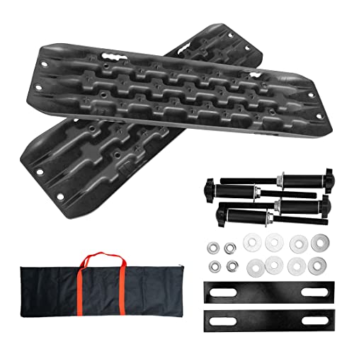 CStern Recovery Board Offroad Tracks Traction Mats Traktionsband Traktionsmatte Gripmatte Anfahrhilfe Schlamm Sand Schnee Reifenleiter 2 Stücke Schwarz für Geländewagen Wohnmobil PKW LKW