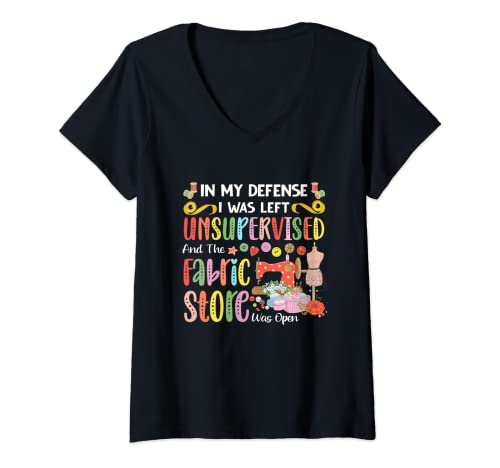 Damen Quilting-Stoffgeschäft für Quilter T-Shirt mit V-Ausschnitt