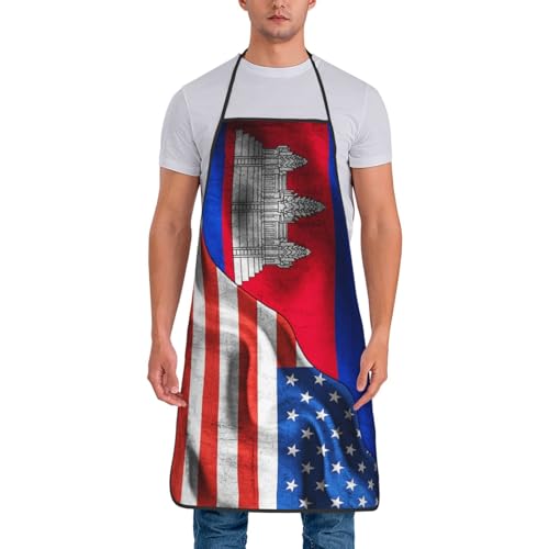 Kambodschanische Flagge, amerikanische Flagge, kambodschanische Flagge, venezolanische Flagge, Venezuela-Flagge, Schürzen für Damen und Herren, wasserdicht, verstellbar, Kochschürzen für Küche, Garten