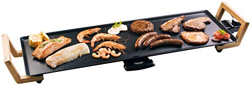 Bestron elektrischer Tischgrill, XL Teppanyaki Grillplatte im Asia Design, Grillspaß für 6 Personen, extra große Grillfläche, 1.800 W, Farbe: Schwarz