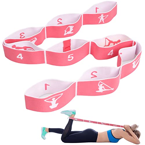 CLOPAE Yoga Stretching Band,Fitnessbänder Band Yoga Stretch Gurt mit 9 Schlaufen, Hochelastischer Gymnastikband, Upgrade Erweitern Yoga Stretching Strap Effektives Dehnung