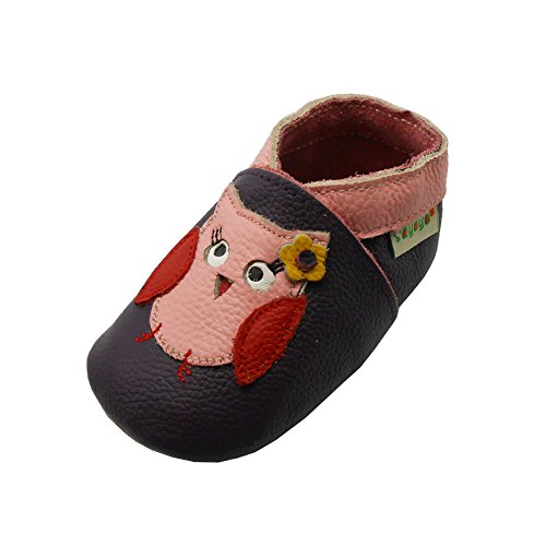 SAYOYO Owls WeichesLeder Lauflernschuhe Krabbelschuhe Babyschuhe 21/22 (12-18) L Monate,Violett