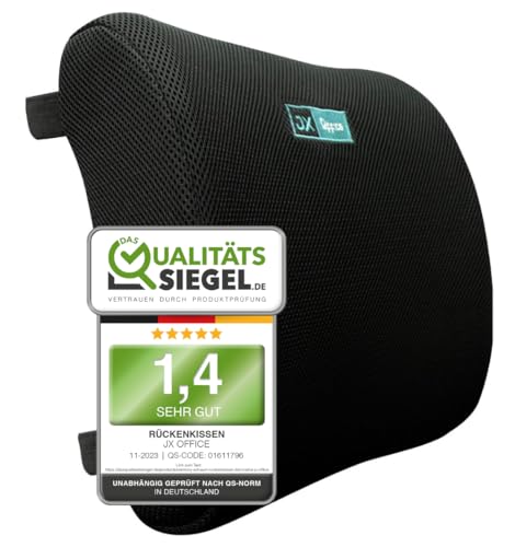JX Office® Rückenkissen – Ergonomisches Memory Foam Lendenkissen/Lordosenstütze für gesunde Sitzhaltung | Für Auto, Büro & Zuhause | Beugt Rückenschmerzen vor | Reise Gadget
