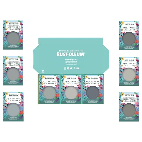 Rust-Oleum Holzfarbe Für Aussen Testerbox- Gedämpfte Grautöne - Seidenglanz
