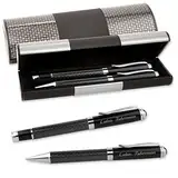 Cadenis LOGIC-Etui mit SCHREIBSET CARBON 2-teilig Kugelschreiber und Tintenroller mit Wunsch-Gravur