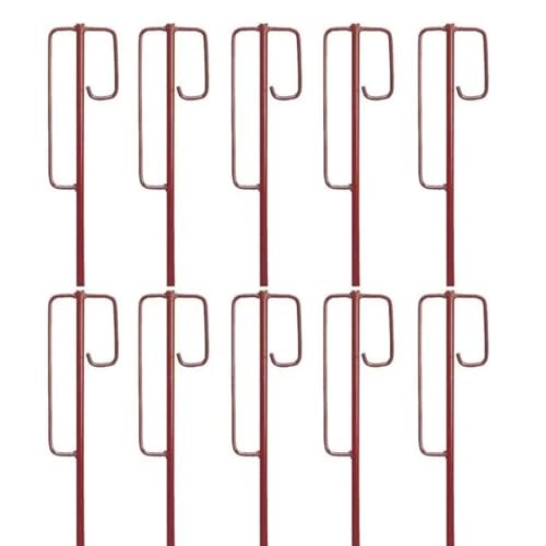 KRUSE 10 x Laterneneisen mit UVV-Bügel - 125 cm Ø 12 mm- Absperrleinenhalter Berliner Modell, angeschmiedete Spitze - rot tauchlackiert