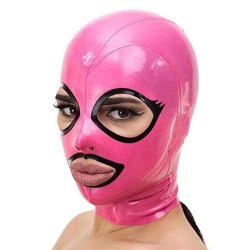 BERMEL Rosa Latexhaube Kopfmaske Aus Gummi,Kopfbedeckung Aus Latex,LatexMaske,Naturlatex Maskieren Für Unisex Cosplay Clubbekleidung (M)