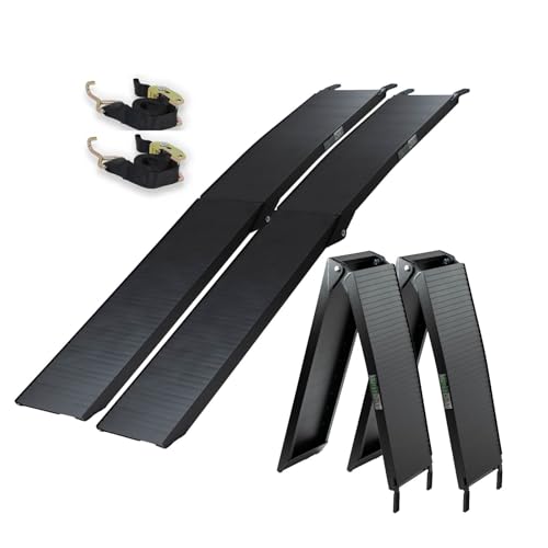 TRUTZHOLM 2 x Auffahrrampen 205 cm Traglast 680 kg Alu schwarz klappbar geriffelt Motorradrampen
