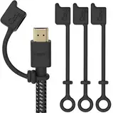 Cozy 4er-Pack HDMI-Kappen für HDMI-Kabel/Kabel/Haltegurt – bietet Staub- und Oxidationsschutz, Projektionsadapterabdeckung, schützt während der Reise, tragbar, entworfen (schwarz)