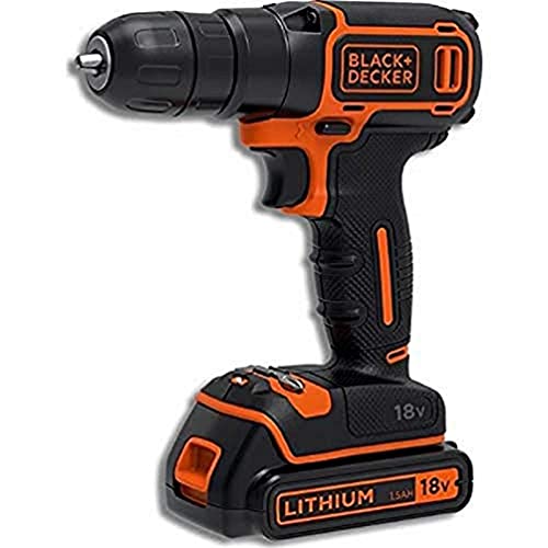 Black & Decker BDCD18-QW drill Schwarz, Orange 650 RPM - Drills (650 RPM, 1 cm, 2,5 cm, 30 Nm, 30 Nm, 1,3 m/s²)