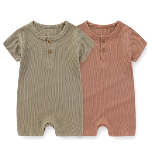 JELYLOVE Solid Unisex Kurzarm Baby Jungen Mädchen Spieler 2er-Pack Baumwolle Weich säuglingskleidung 0-24 Monate