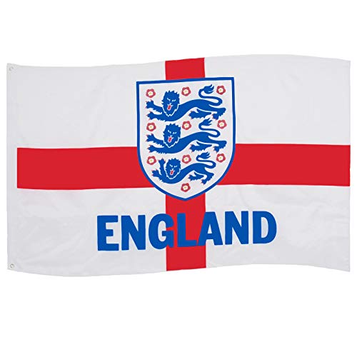 England FA - Flagge mit Motiv 3 Löwen - Offizielles Merchandise - Geschenk für Fußballfans - 90 x 150 cm - Weiß - 1 Stück