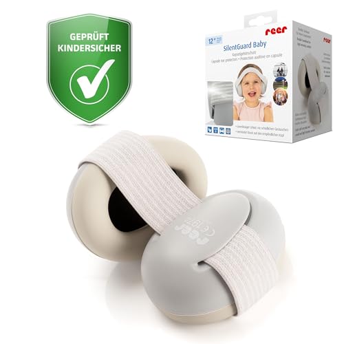 reer SilentGuard Baby Kapselgehörschutz | Gehörschutz für Babys & Kinder | 12-24 Monate | Besonders weich, leicht & mitwachsend | SNR-25, schützt bis 40 dB | Grau