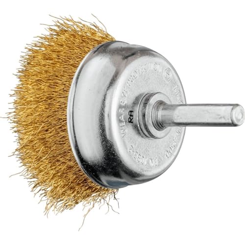 PFERD Topfbürste ungezopft TBU MES | Ø 50 mm Schaft-Ø 6 mm Messingdraht-Ø 0,20 mm | 43740164 – für Bohrmaschinen
