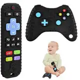 Fernbedienung Baby, 2 Stück Kinder Fernbedienung, Silikon Baby Fernbedienung Spielzeug, BPA-Frei, Fernbedienung + Modellierung der Spielkonsole Geeignet für Babys ab 3 Monaten(Schwarz)