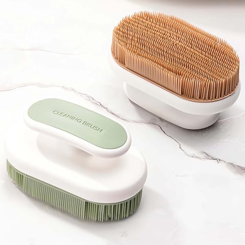 Reinigungsbürste aus Silikon, weiche Borsten, kleine Haushalts-Waschbürste, Scheuerbürste für die Reinigung von Wäsche, Bürste für Flecken auf Kleidung, Hüten, Unterwäsche, Komfortgriff, 2 Stück