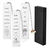 3 Stück Lesezeichen Metall mit Geschenkbox, Lesezeichen Erzieherin, Danke Lesezeichen, Lesezeichen Abschiedsgeschenk für Lehrerin, Dankeschön Geschenke Erzieherin Abschied Geschenk