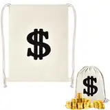 Geldbeutel mit Dollarzeichen, Tasche mit Dollarzeichen 30 x 40 CM, Bankräuber Geldsack, Dieb Accessoires Set, Geldsack mit Dollarzeichen für Bühnenauftritte, Schatzsuchen, Rollenspiele