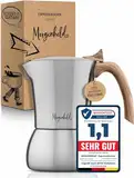 Morgenheld Premium Edelstahl Espressokocher klein für 4 Tassen 200 ml Espressokanne induktionsgeeignet Espressomaker für Induktion Espressomaschine Mokkakocher für Induktionsherd Gasherd Mokkakanne